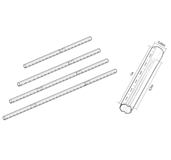 Extension tube for roller shutter tubes diagram
